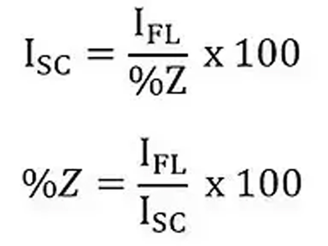 percentage impedance Formula