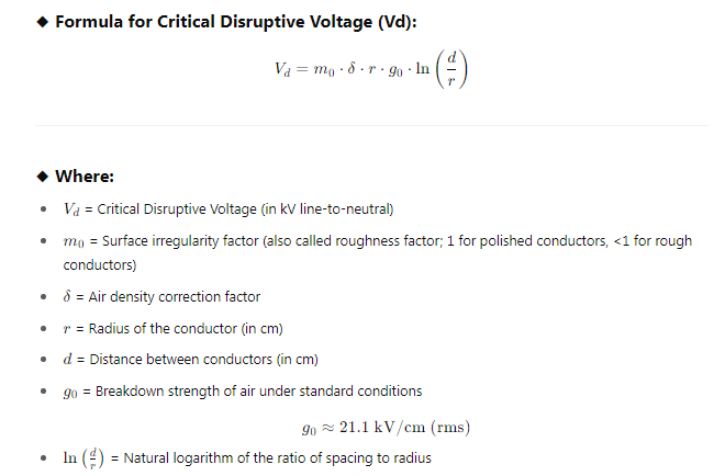 Critical Disruptive Voltage formula