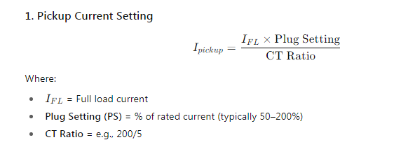 Over Current Relay setting