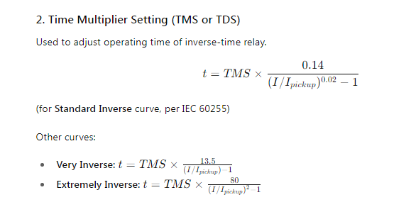 Over Current Relay setting 
