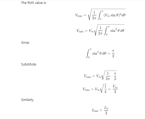 RMS Value of Half-Wave Rectifier