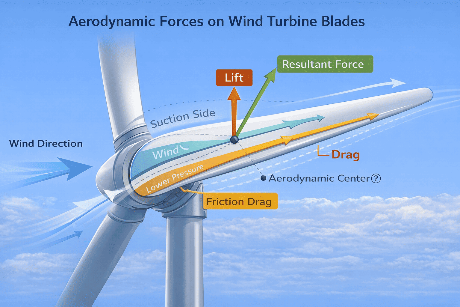 Velocities and aerodynamic forces on a blade